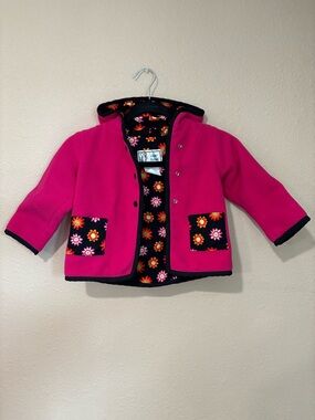 Designer girls fleece floral lines jacket